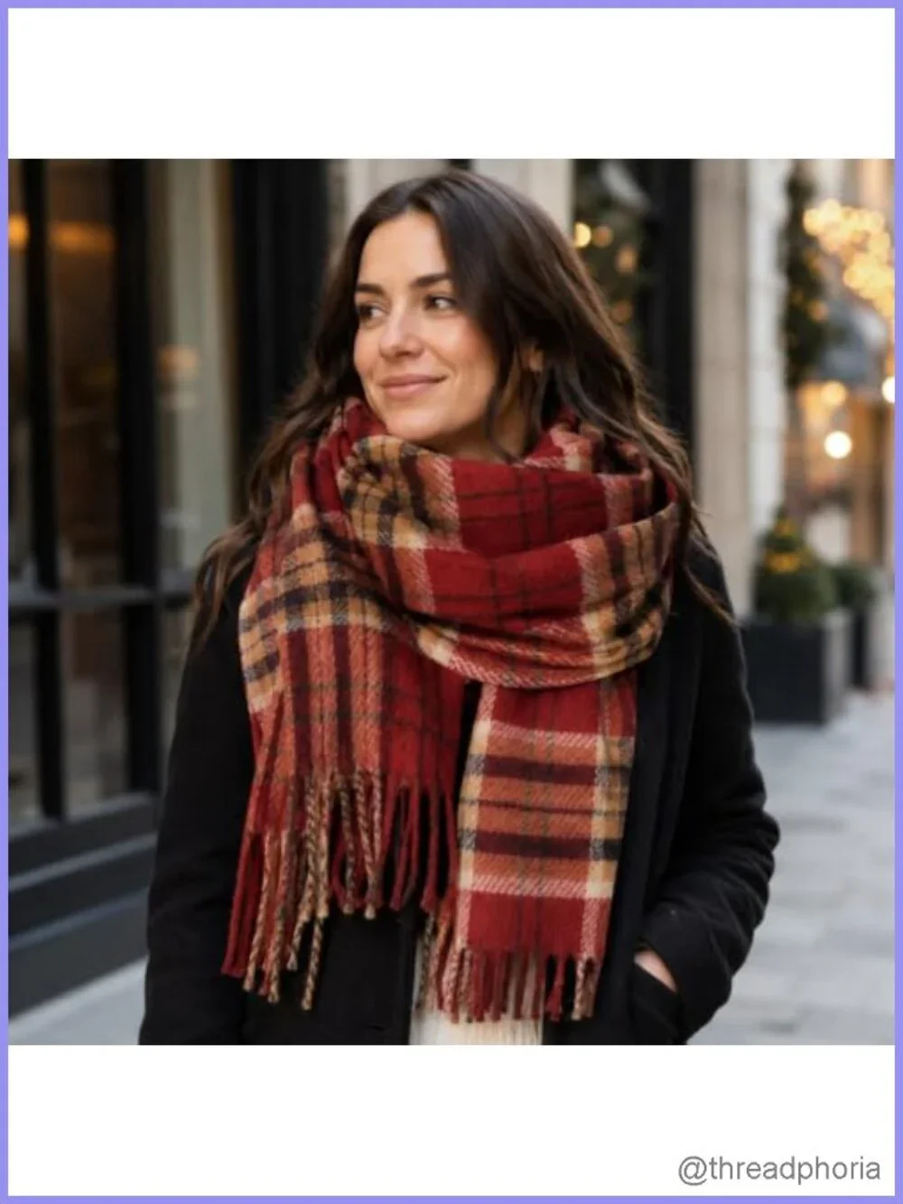 Classic Plaid Tassel Fringe Scarf Shawl Wrap Blanket Scarf for Women